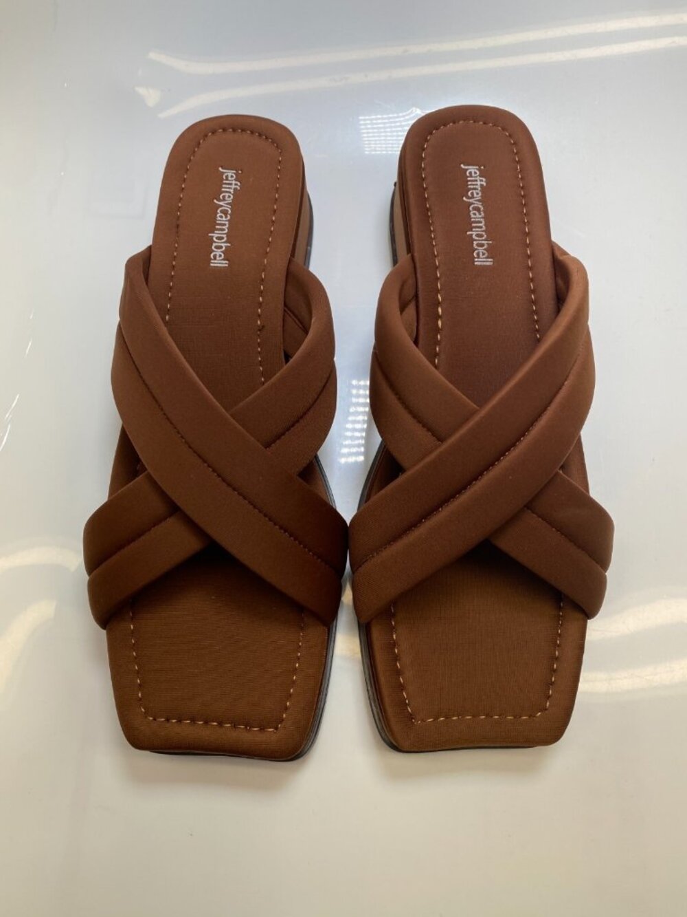 Jeffrey Campbell Women's Sun Sation Brown Square Toe Sandals 11